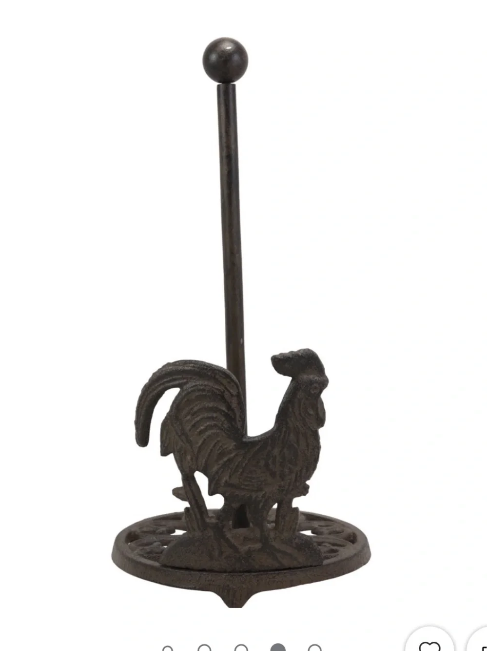 Rustic Elegance Cast Iron Rooster Paper Towel Holder - Freestanding Kitchen